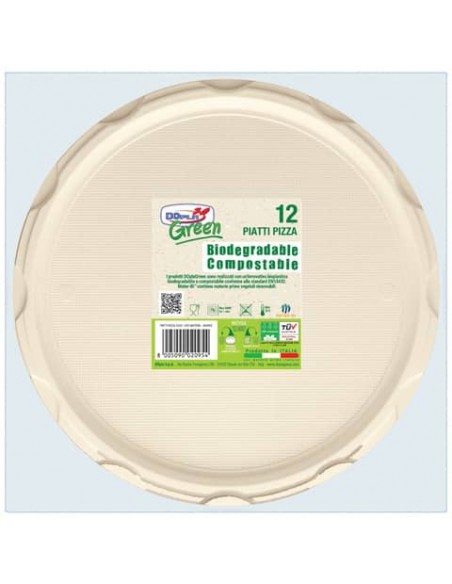 Piatti pizza in Mater-BI Dopla Green avorio conf. 12 pz pizza Ø 320 mm 11798