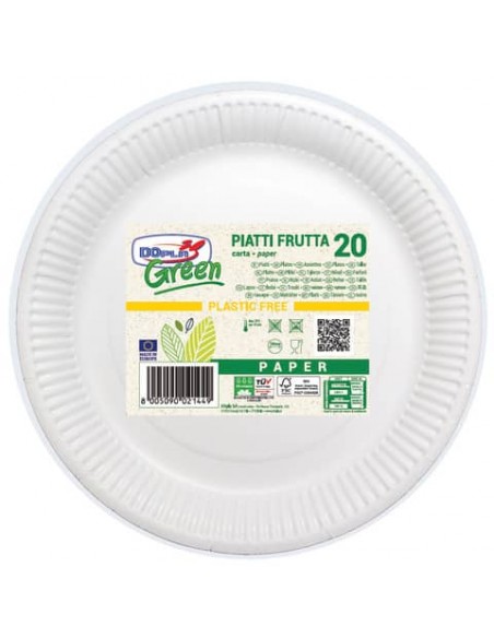 Piatti frutta fibra vergine Dopla Green Ø 180 mm - conf. 20 pz 11803