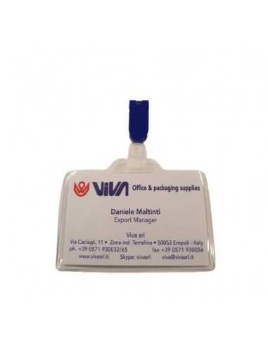 Portanome in pvc Viva aggancio-cartoncino conf. 100pz 95x60 mm 145+150PL