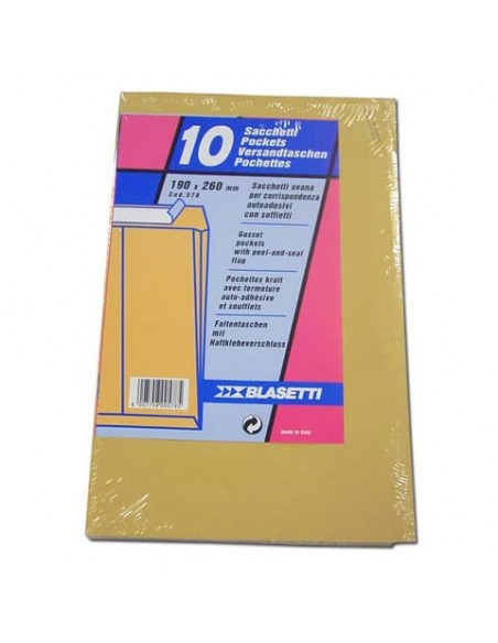 Busta a sacco Blasetti Mondex Avana - 100 g/m2 - in conf. 10 buste - 190x260 mm - 578