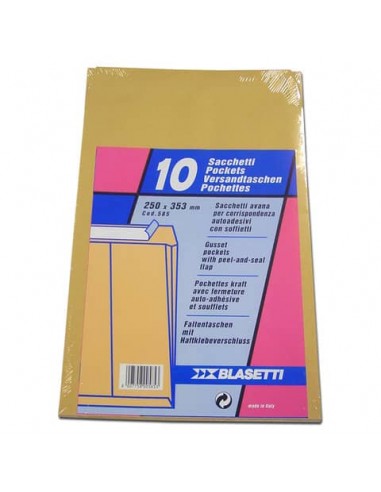 Busta a sacco Blasetti Mondex Avana - 120 g/m2 - in conf. 10 buste - 250x353 mm - 585