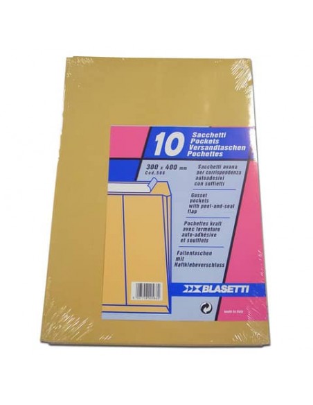 Busta a sacco Blasetti Mondex Avana - 120 g/m2 - in conf. 10 buste - 300x400 mm - 586