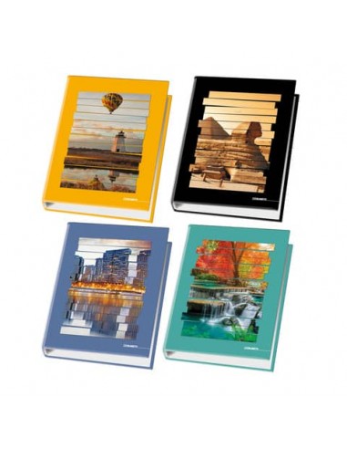 Raccoglitore ad anelli Blasetti - 4 anelli Ø 30 - 26x32 cm per fogli A4 - fantasie assortite Paesaggi - 4172
