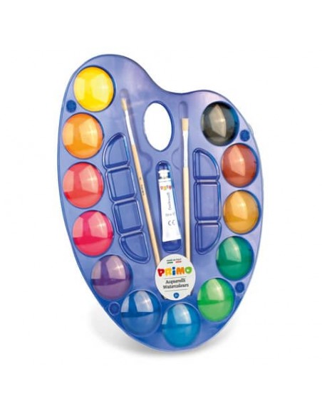 Acquerelli Primo Ø 44 mm in conf. da 12 colori assortiti + tavolozza - 102A12TOM