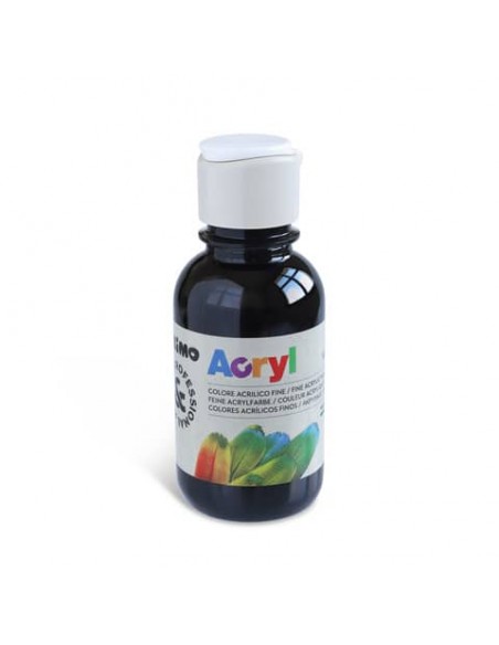 Colore acrilico Primo in bottiglia PET con tappo dosatore 125 ml - 800 nero - 402TA125800