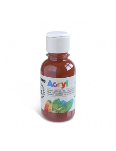 Colore acrilico Primo in bottiglia PET con tappo dosatore 125 ml - 730 terra di Siena bruciata - 402TA125730