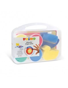 Tempera a dita Primo 100 g - valigetta 4 colori primari in vasetti in PP + accessori - 823VTDP