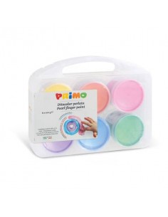 Tempera a dita Primo 100 g - valigetta 6 colori perlati assortiti in vasetti in polipropilene - 229TPD100SP