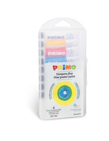 Tempere 12 ml - scatola in polipropilene 8 tubetti Primo assortiti - 441T8SP