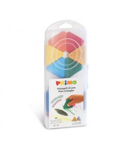 Triangoli di cera Primo 5 mm colori assortiti - conf. 6 pezzi - scatola in PP - 073TRI12AP