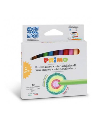 Pastelli a cera Primo 9x85 mm conf. 12 colori assortiti 0502PC12AD