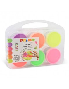 Tempera colori a dita Primo 100 ml valigetta 6 colori assortiti fluo - 2214TD6FLUO