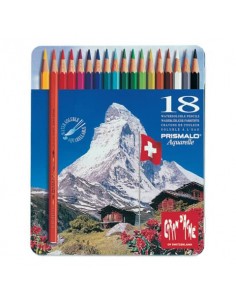 Matite colorate acquerellabili Carand'Ache Prismalo scatola di metallo 18 colori assortiti - 999318