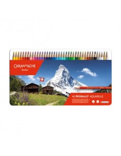 Matite colorate acquerellabili Carand'Ache Prismalo scatola di metallo 40 colori assortiti - 999.340