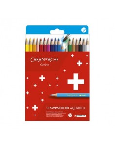 Matite colorate acquerellabili Carand'Ache Swisscolorin conf. da 18 colori assortiti - cartone - 1285 818