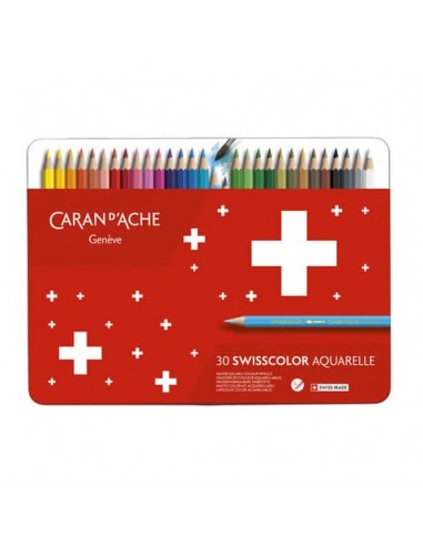 Matite colorate acquerellabili Carand'Ache Swisscolorin conf. da 30 colori assortiti - metallo - 1285 730