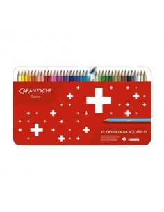 Matite colorate acquerellabili Carand'Ache Swisscolorin conf. da 40 colori assortiti - metallo - 1285 740