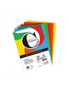 Carta colorata Deco Cromatica colori forti formato A4 - 5 colori assortiti in 100 ff - 80 gr - 12299/100