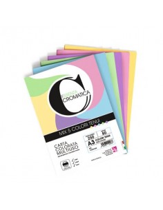 Carta colorata Deco Cromatica colori forti formato A4 - 5 colori assortiti in 250 ff - 80 gr - 12299/250