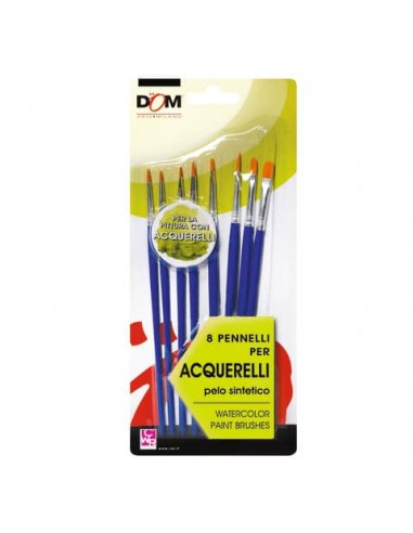 Pennello in pelo sintetico DOM - conf. 8 pezzi - per acquerello 11651
