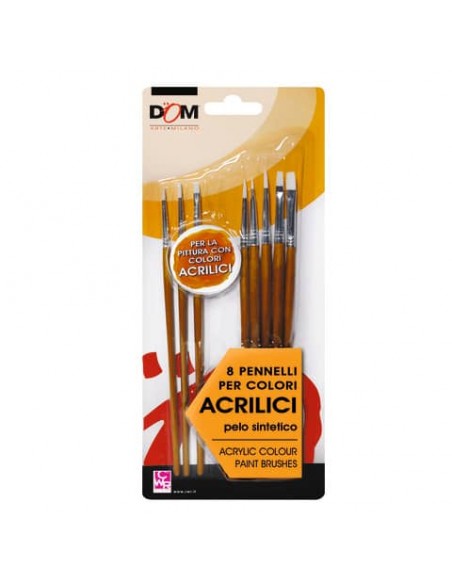 Pennello in pelo sintetico DOM - conf. 8 pezzi - per colori acrilici 11649