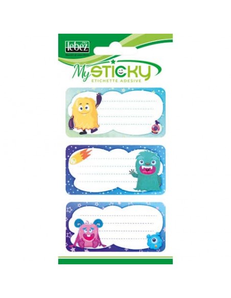 Etichette adesive scuola Lebez MySticky soggetto fantasy - fantasie assortite - A4090