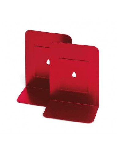 Reggilibri in metallo Lebez in conf. da 2 pezzi - rosso - 088-R