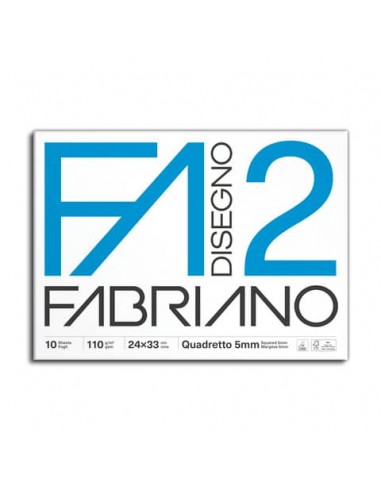 Album da disegno Fabriano F2 punto metallico 110 g/m² 24x33 cm 10 fogli quadrettato 5 mm - 04204311
