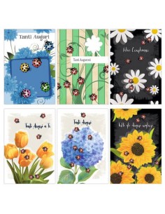 Biglietti augurali Biembi Compleanno 12x18 cm conf. 6 pezzi assortiti - coccinelle - BXBDKTC06