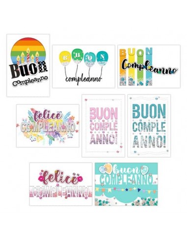 Biglietti augurali Biembi Compleanno 12x18 cm conf. 8 pezzi assortiti - Happy Days - BXBDKTC09