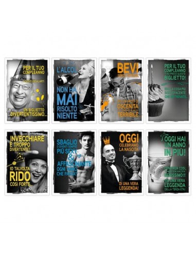 Biglietti augurali Biembi Compleanno 12x18 cm conf. 8 pezzi assortiti - Humor BXBDKTC07