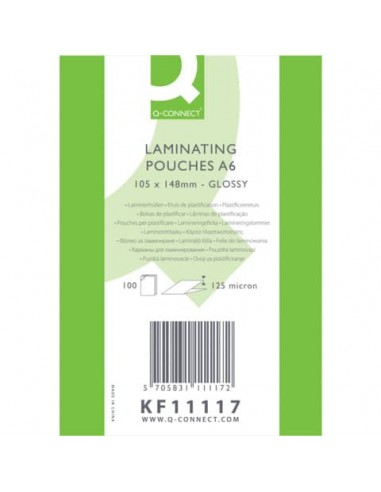 Pouches per plastificatrici Q-Connect 111x154 mm lucide A6 conf. 100 pz 125 micron - KF11117