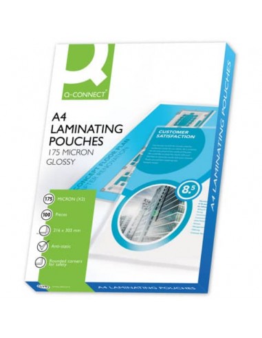 Pouches per plastificatrici Q-Connect 216x303 mm lucide A4 conf. 100 pz 175 micron - KF11342