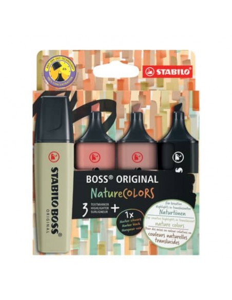 Evidenziatori Stabilo Boss Nature Colors - colori assortiti - conf. da 4 pezzi - 70/4-2-3