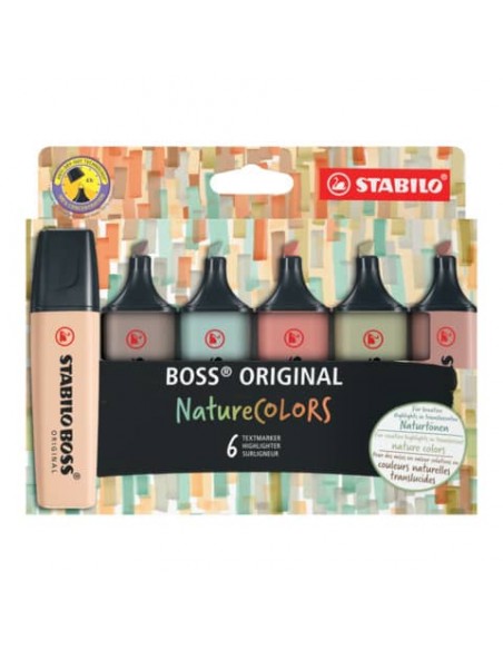 Evidenziatore Stabilo Boss Nature Colors - colori assortiti - conf. da 6 pezzi - 70/6-2-2