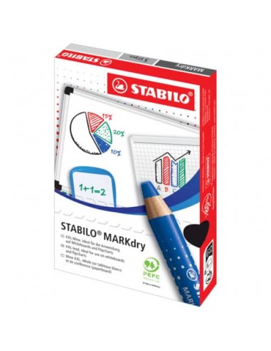 Matitone colorato per lavagne e blocchi Stabilo MARKdry con mina XXL blu 648/41
