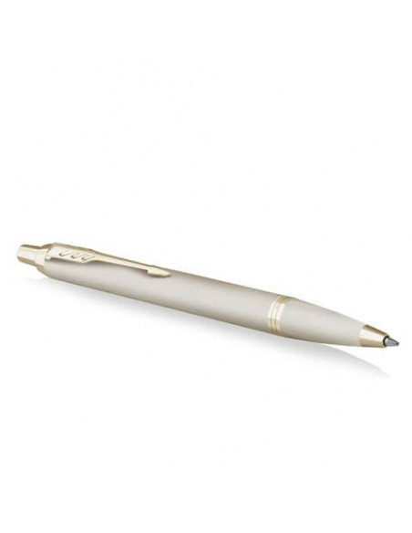 Penna a sfera a scatto monocromatica Parker punta media blu finitura champagne 2172956
