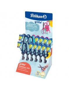 Espositore 12 forbici Griffix Pelikan per destrimani e mancini assortite 605397