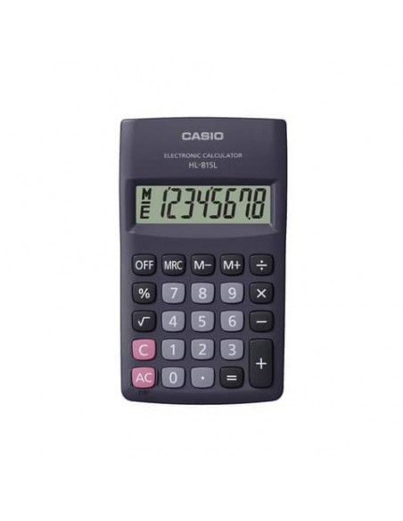 Calcolatrice tascabile ad 8 cifre Casio con cover in plastica blu HL-815L-BK-W-GP