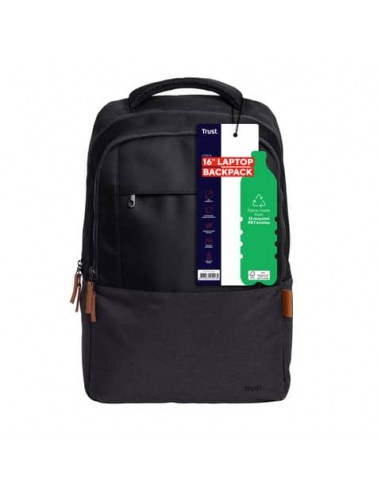 Zaino per laptop Trust Lisboa capacità fino a 16'' eco-friendly - nero - 25244