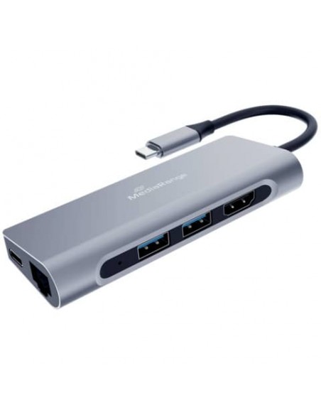 Adattatore multiplo Media-Range USB Type-C® 7-in-1 argento MRCS510