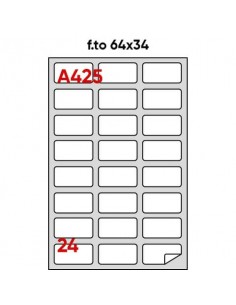Etichette bianche permanenti Markin Copiatabu 64x34 mm - angoli arrotondati 24 et./ff - conf. 100 ff A4 - X210A425