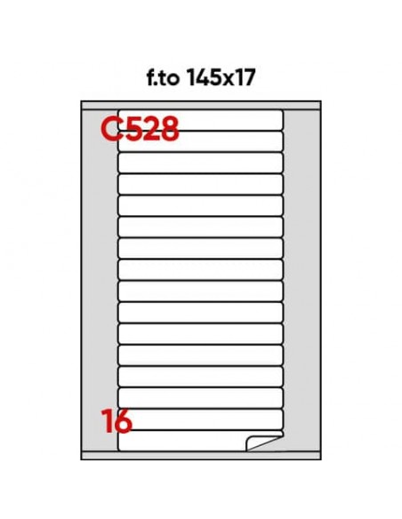 Etichette bianche permanenti Markin Copiatabu 145x17 mm - angoli arrotondati 16 et./ff - conf. 100 ff A4 - X210C528