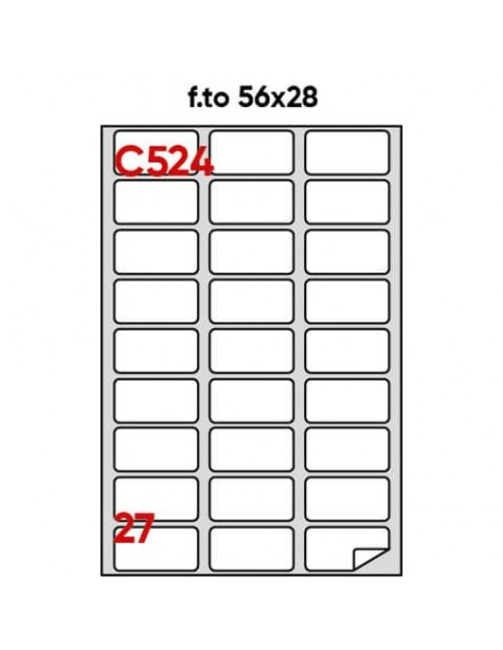 Etichette bianche permanenti Markin Copiatabu 56x28 mm - angoli arrotondati 27 et./ff - conf. 100 ff A4 - X210C524