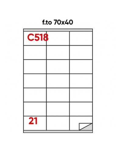 Etichette bianche permanenti Markin Copiatabu 70x40 mm con margine - 21 et./ff - conf. 100 ff A4 - X210C518