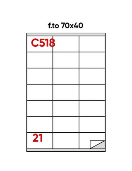 Etichette bianche permanenti Markin Copiatabu 70x40 mm con margine - 21 et./ff - conf. 100 ff A4 - X210C518