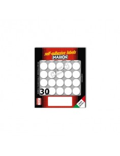 Etichette permanenti Markin Copiatabu Ø 22 mm - bianco - conf. 10 blister da 10 ff A4 - X11007
