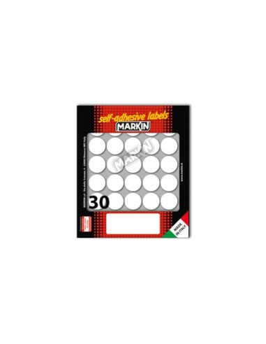 Etichette permanenti Markin Copiatabu Ø 22 mm - bianco - conf. 10 blister da 10 ff A4 - X11007