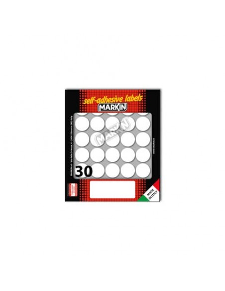 Etichette permanenti Markin Copiatabu Ø 22 mm - bianco - conf. 10 blister da 10 ff A4 - X11007