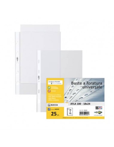 Buste in PP buccia Sei Rota Atla 100 - medio spessore trasparente 18x24 cm - conf. 25 buste - 661815